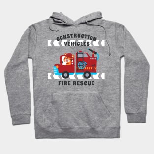 Vector illustration of contruction vehicle with cute litle animal driver Hoodie